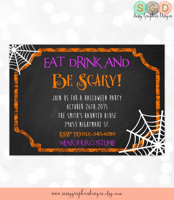 Halloween Party Invitation - Adult Halloween Party Haunted House Eat Drink and Be Scary Costume Party DIY Printable Invite PDF (Item #1) Il_570xn