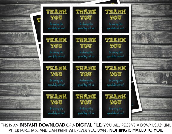 Instant Download Baby Shower Favor Tags - Boy, Chalkboard, Blue, Yellow, Printable, Digital Il_570xn