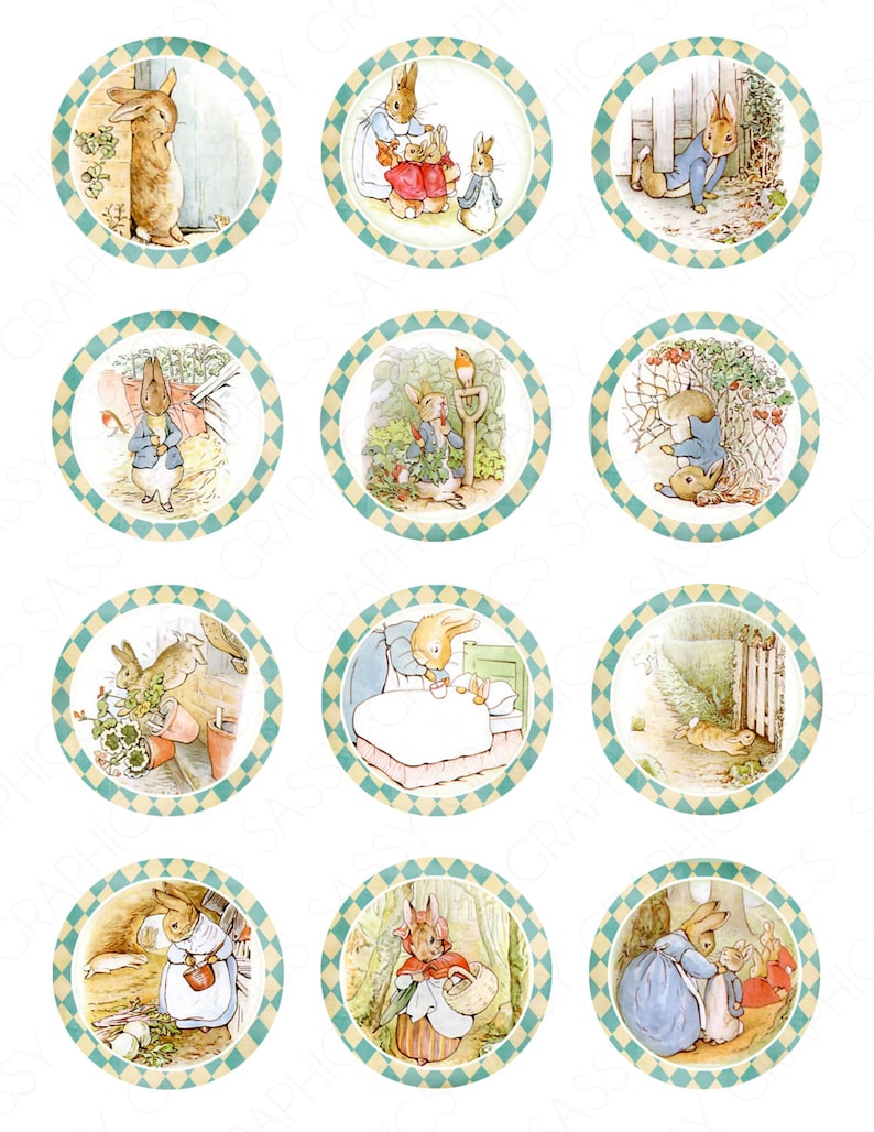 Peter Rabbit Cupcake Toppers Baby Shower Birthday Party Imprimable Peter Rabbit Decor Cupcake Picks Cupcake Wraps Téléchargement instantané 3 image 2