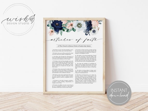 Floral Articles of Faith, LDS Bundle, Church of Jesus Christ, LDS Art, LDS Articles of Faith, Articles of Faith Wall Art, Primary Room Il_570xn