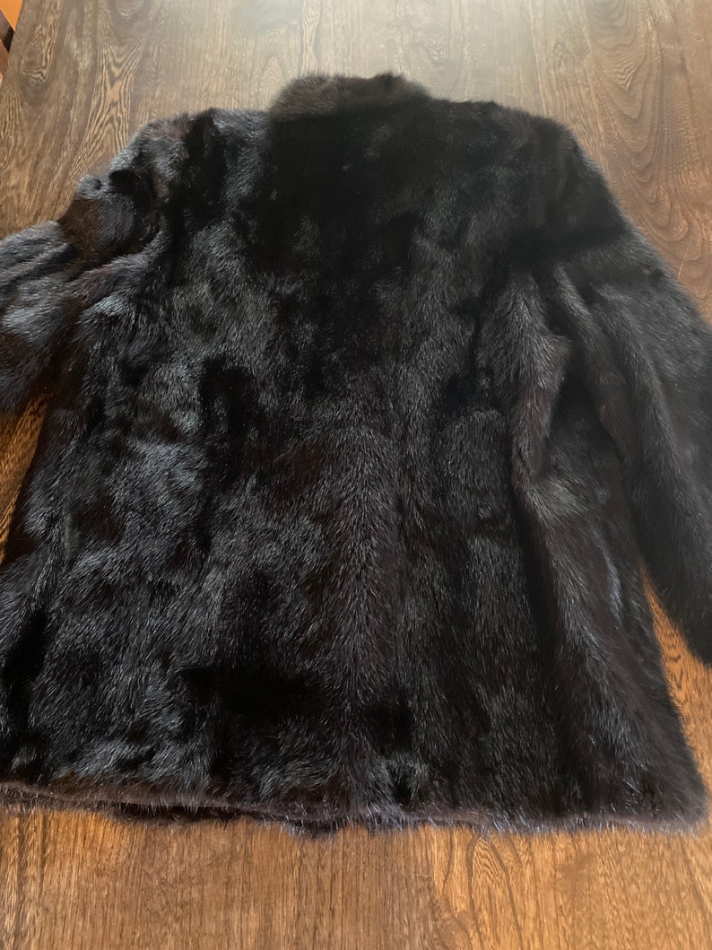1980s Fur Jacket in Perfect Shape Black with the name of the owner embroidered inside. image 7
