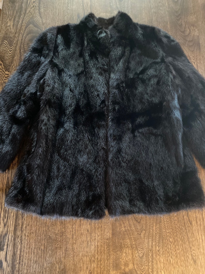 1980s Fur Jacket in Perfect Shape Black with the name of the owner embroidered inside. image 2