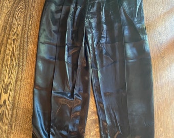 Cache Black Satin Pants ! In Great Shape! Women's L . Elastic Sides For Comfort and Ease