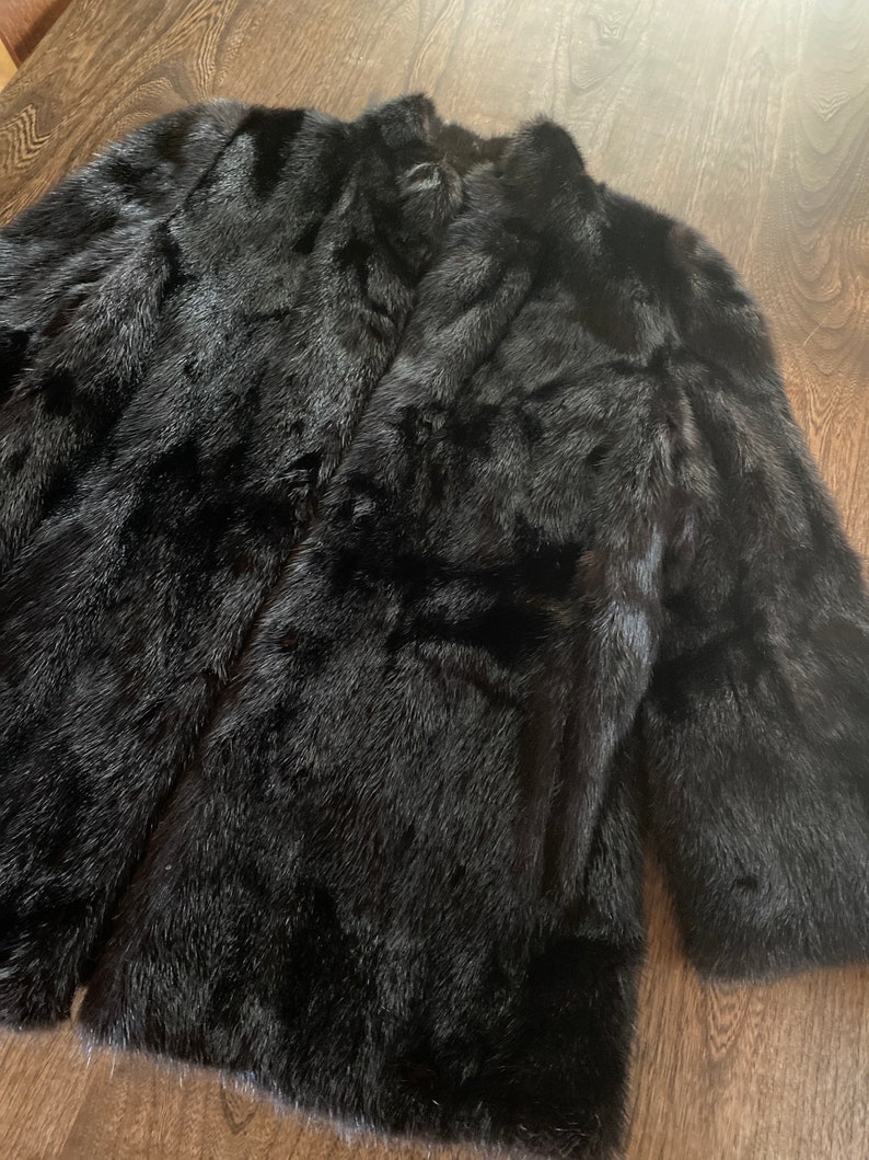 1980s Fur Jacket in Perfect Shape Black with the name of the owner embroidered inside. image 1