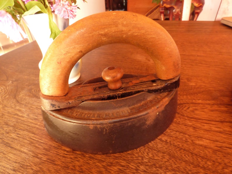 Antique, Rare, Caste Iron and Wood Iron, With Removable Top Etsy