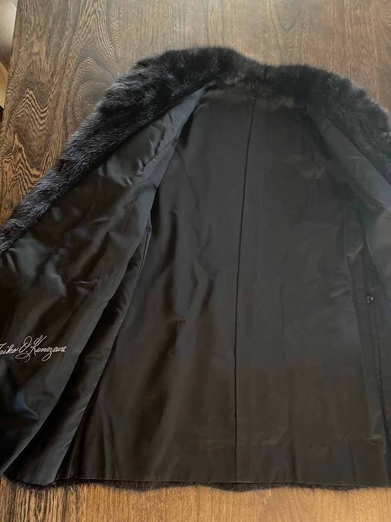 1980s Fur Jacket in Perfect Shape Black with the name of the owner embroidered inside. image 4