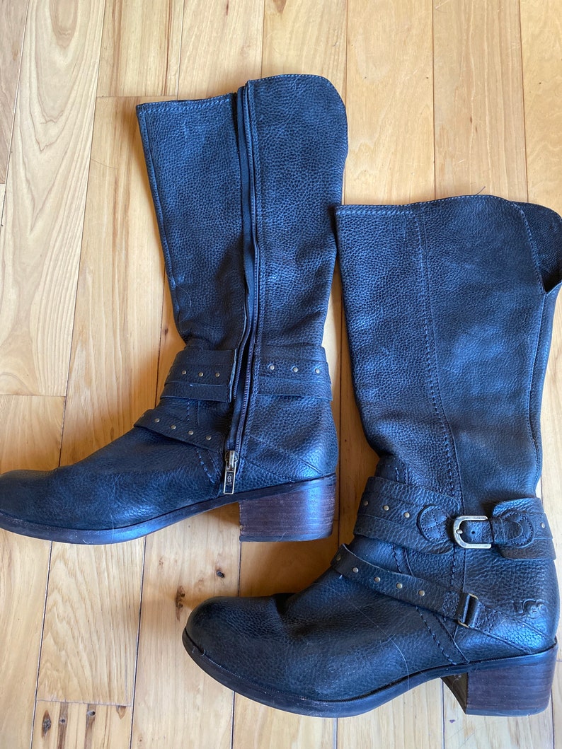 1990s Ugg Boots. Tall Leather Dress Boots. Womens 9.5 image 3