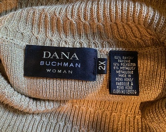 Dana Buchman Cowl Neck Sweater in Gold with Gold Thread running through it! Women's 2x . Great Shape!