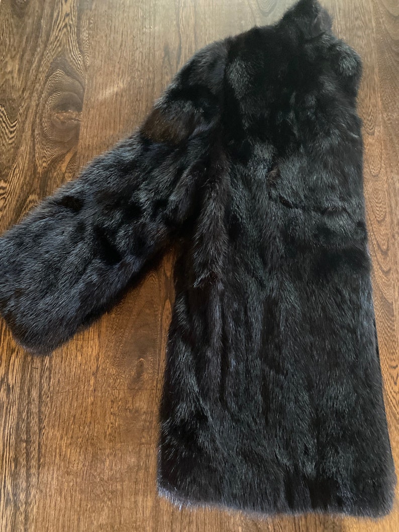 1980s Fur Jacket in Perfect Shape Black with the name of the owner embroidered inside. image 8