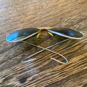 Vintage Wire Rim Aviator Sun Glasses In Strong Shape Gold Filled With Original Case image 7