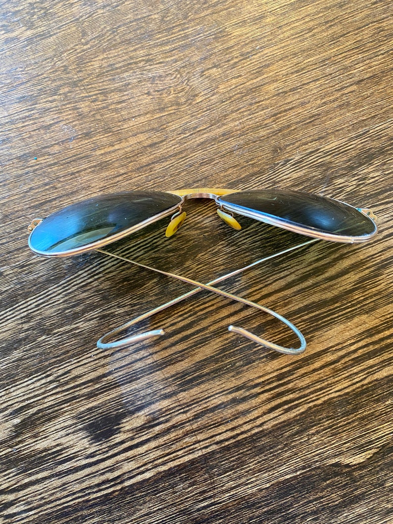 Vintage Wire Rim Aviator Sun Glasses In Strong Shape Gold Filled With Original Case image 7