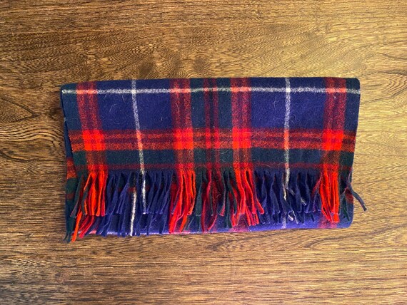 Vintage Pendleton Wool Scarf . Blue and Red . Unis