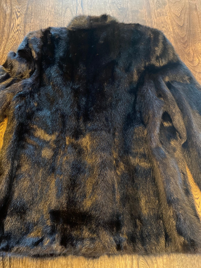 1980s Fur Jacket in Perfect Shape Black with the name of the owner embroidered inside. image 6