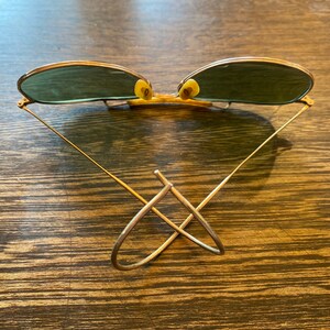 Vintage Wire Rim Aviator Sun Glasses In Strong Shape Gold Filled With Original Case image 6