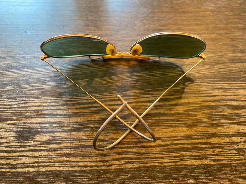 Vintage Wire Rim Aviator Sun Glasses In Strong Shape Gold Filled With Original Case image 6