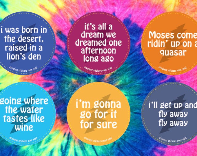 Grateful Dead Lyrics Sticker Sheet - Solid Colors