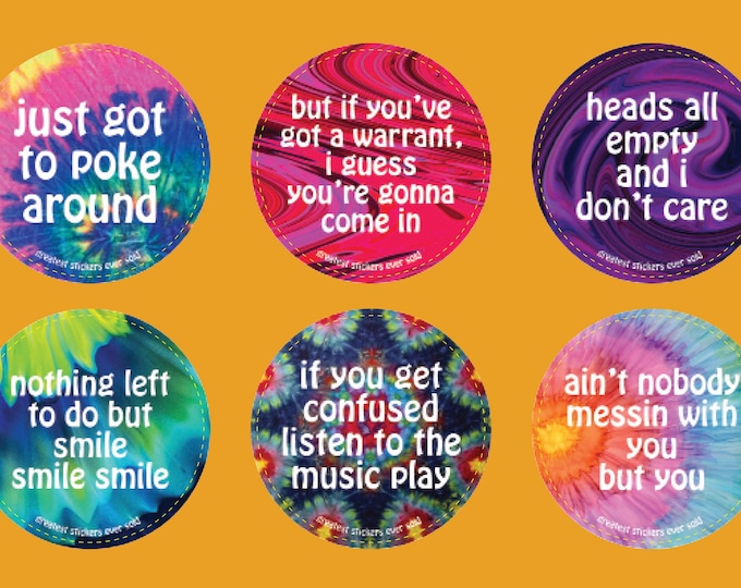 Grateful Dead Lyrics Sticker Sheet Tie Dye