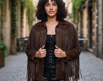 Handmade Western Fringe Suede Jacket | Cowgirl Vintage Tassel Coat | Native Rider Festival Concert Outfit