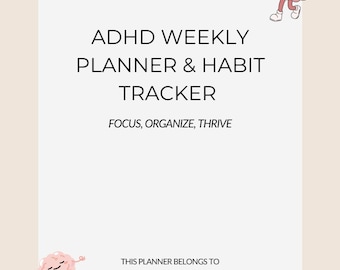 ADHDプランナーバンドル | デイリー+ウィークリーページ | Canvaテンプレート＆印刷可能なPDF | 習慣トラッカー、ブレインダンプ | すぐにダウンロード