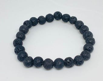 Black Lava Stone Beaded Bracelet: Aromatherapy Essential Oil Diffuser