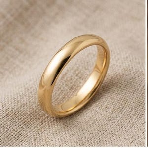 4mm Gold Plated Silver Wedding Band, Classic Dome Ring, Minimalist Stacking Ring, Men Women Anniversary Gift, Comfort Fit Ring