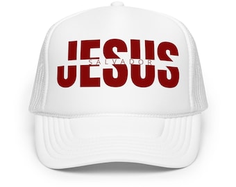Gorra de camionero de Jesús Gorra cristiana • Gorra de malla con tipografía del Salvador