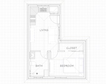 400 sq.ft. Tiny Home and ADU. Downloadable professional, ready-made floor plans. No customization, no edits. Perfect for Tiny Homes & ADUs.