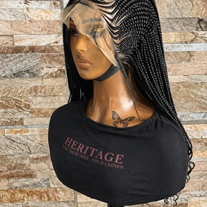 Perruque tressée cornrows faite main | Style protecteur sans colle avec lacets bouclés