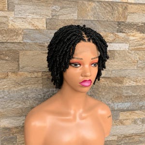 Short Bob Faux Locs Wig, Glueless  Lace Front Wig, Adjustable Protective Style Wig, Natural Black Distressed Braided Wig for Women