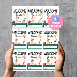 Welcome Ready Set Grow students  welcome Favor Tags -Back to School Gift Tags Printable-First Day of School Treat Bag Tags for Teacher