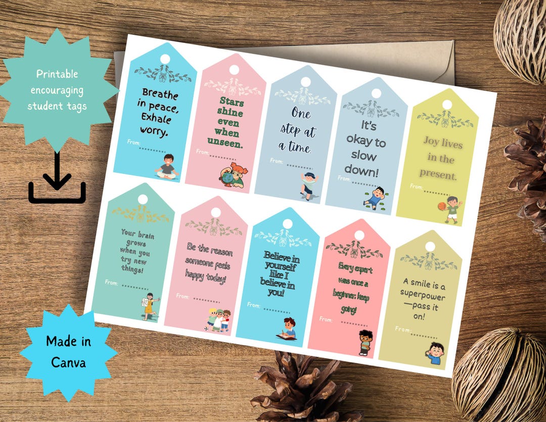 Back to School Encouragement Tags for Students | Positive Affirmation ...