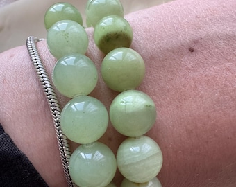Bransoletka z jadeitu w stylu vintage z onyksu: 10 mm naturalne zielone koraliki, unisex #1