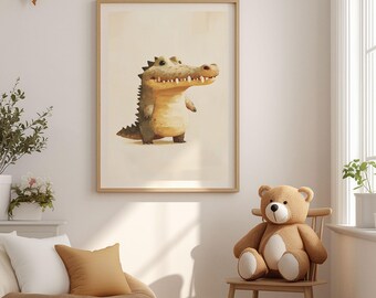 Crocodile Nursery Print – Jungle Animal Kids Room Wall Art