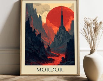 Mordor Travel Poster | Lord of the Rings Art Print | Digital Download Home Decor