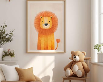 Little Lion – Jungle Animal Wall Poster for Kids Room | Digital Download