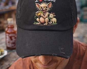 Chupacabra Taco Hat | Cryptid Food Humor Cap | Austin Texas Street Art