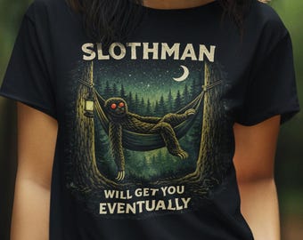 Slothman Cryptid T Shirt | Funny Bigfoot Mothman Camping Humor Tee | Cryptid Believer Gift