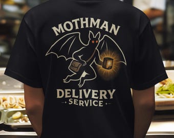 Mothman Delivery Service T-Shirt | Appalachian Folklore Cryptid Graphic Tee
