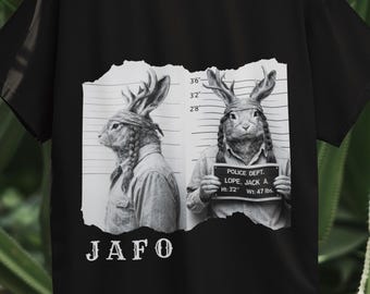 Jackalope Mugshot Shirt | Cryptid Western Graphic Tee | Funny Outlaw Rabbit Streetwear Gift