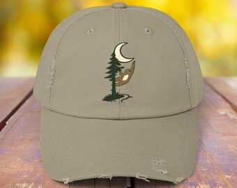 Sloth2Moon Distressed Cap | Vintage Outdoor Nature Hat | Hiking Camping Gift