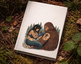 Bigfoot Tattoo Art Journal | Cryptid Mermaid Forest Notebook, Lined Pages