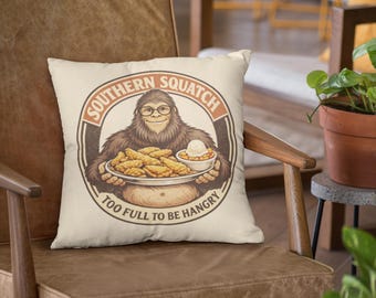 Bigfoot Catfish Pillow | Southern Squatch Bayou Decor, Funny Sasquatch Home Accent