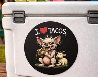 Chupacabra Taco Sticker | Funny Cryptid Vinyl Decal, Austin Texas Culture