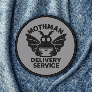 Mothman Delivery Service Patch | Cryptid Iron On Badge | Paranormal Accessory for Jackets and Bags