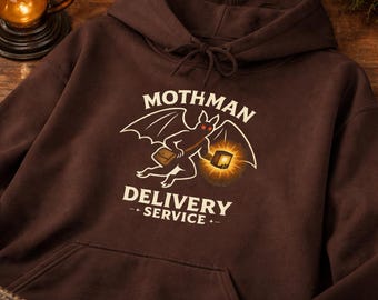 Mothman Delivery Service Hoodie | Vintage Cryptid Graphic Apparel