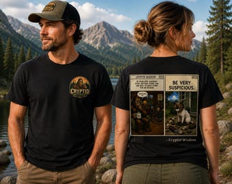 Be Very Suspicious Bigfoot Shirt | Funny Cryptid Wisdom Comic Tee