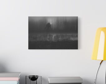 Rougarou Swamp Canvas Art | Dark Werewolf Dogman Cryptid Wall Decor | Gothic Creepy Woodland Gift