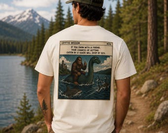 Cryptid Wisdom Sasquatch and Loch Ness Monster Tee | Vintage Cryptozoology Graphic