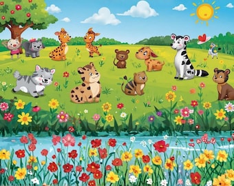 Quebra-cabeça infantil de animais, quebra-cabeça fofo de animais de desenho animado para crianças pequenas, quebra-cabeça de aprendizagem pré-escolar, brinquedo educativo divertido.