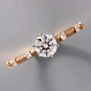 Round Lab Grown Diamond Engagement Ring Certified 1 Carat Lab Created Diamond Ring For Women Solitaire Lab Diamond Wedding Ring Promise Ring